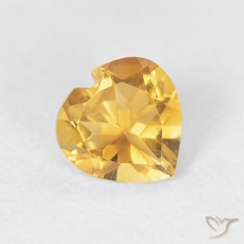 0.38ct Natural Bright Gold Citrine, Heart, VVS-VS