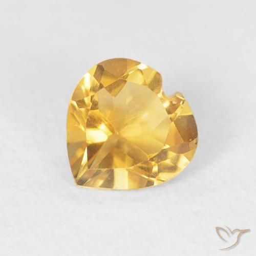 0.38 ct Golden Citrine Stone, Natural Citrine in Heart Facet Shape for Sale