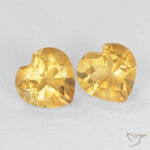 1.50 ctw Golden Citrine Stones, Natural Citrine in Heart Facet Shape for Sale