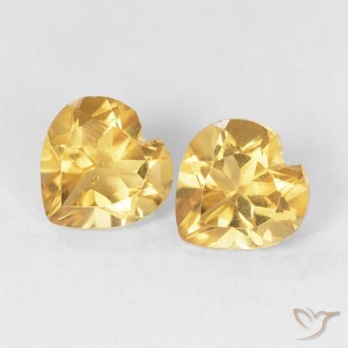 0.83 ctw Golden Citrine Stones, Natural Citrine in Heart Facet Shape for Sale