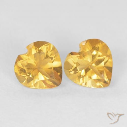 0.89 ctw Golden Citrine Stones, Natural Citrine in Heart Facet Shape for Sale