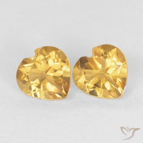 0.90 ctw Golden Citrine Stones, Natural Citrine in Heart Facet Shape for Sale