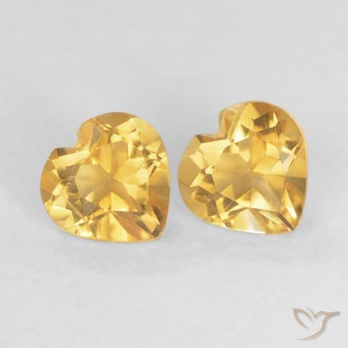 0.89 ctw Golden Citrine Stones, Natural Citrine in Heart Facet Shape for Sale