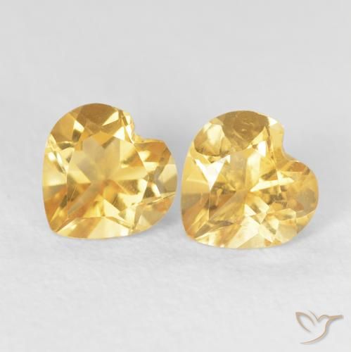 1.49 ctw Golden Citrine Stones, Natural Citrine in Heart Facet Shape for Sale