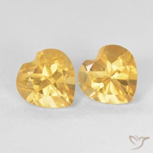 1.54 ctw Golden Citrine Stones, Natural Citrine in Heart Facet Shape for Sale