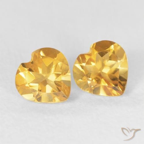 0.82 ctw Golden Citrine Stones, Natural Citrine in Heart Facet Shape for Sale