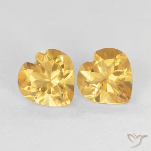 0.88 ctw Golden Citrine Stones, Natural Citrine in Heart Facet Shape for Sale