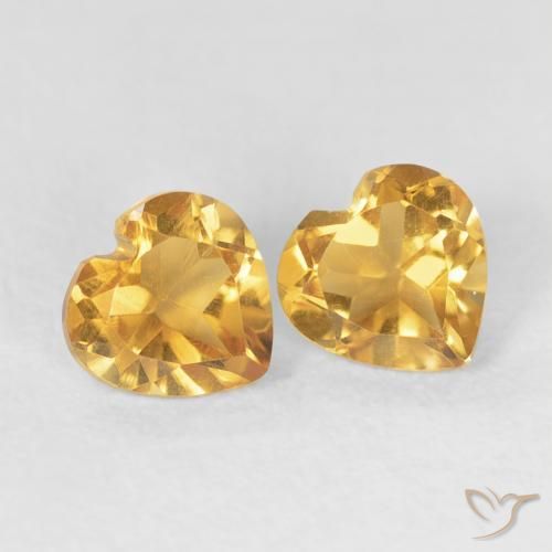 0.82 ctw Golden Citrine Stones, Natural Citrine in Heart Facet Shape for Sale