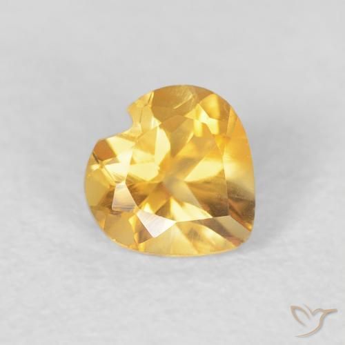 0.44 ct Golden Citrine Stone, Natural Citrine in Heart Facet Shape for Sale