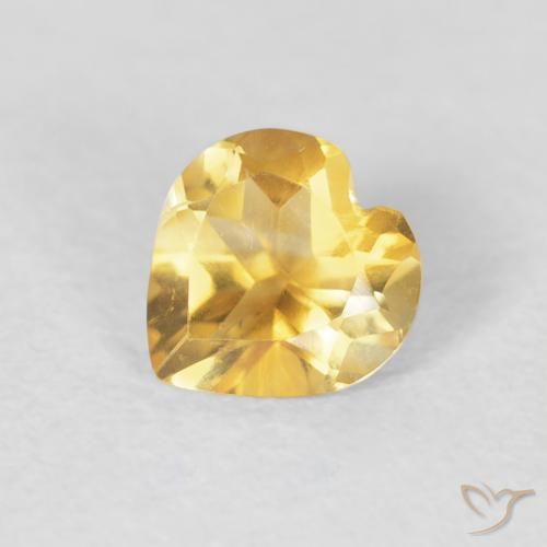 0.58ct Natural Medium Golden Citrine, Heart, VVS-VS