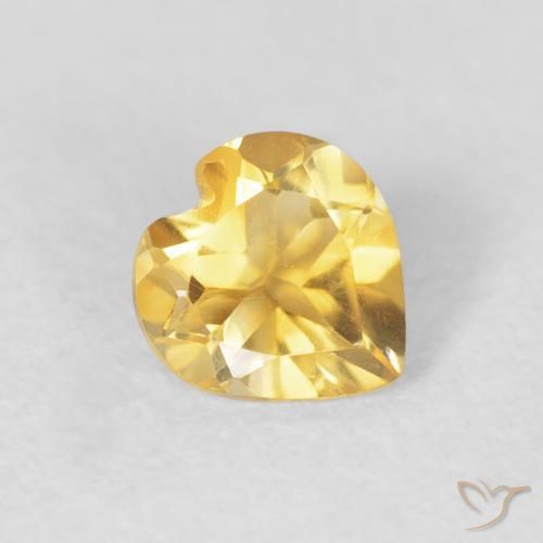 0.58 ct Golden Citrine Stone, Natural Citrine in Heart Facet Shape for Sale