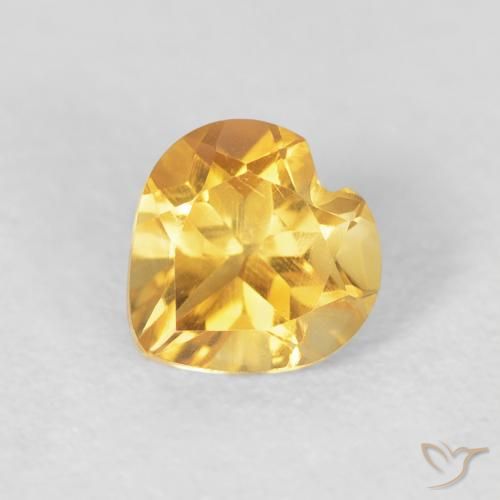 0.73ct Natural Medium Gold Citrine, Heart, VVS-VS