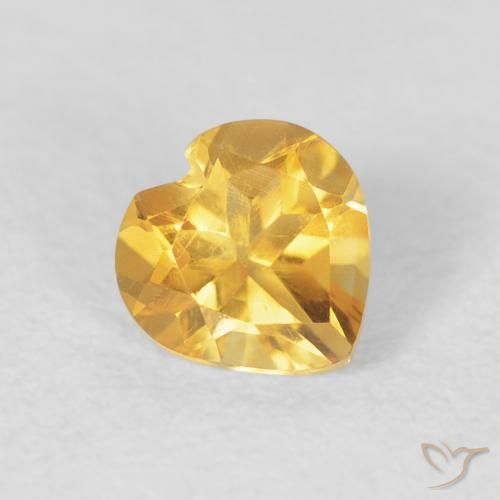 0.73 ct Golden Citrine Stone, Natural Citrine in Heart Facet Shape for Sale