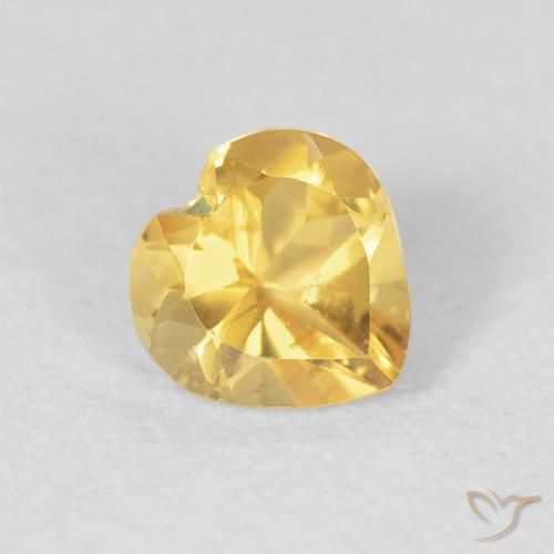0.77 ct Golden Citrine Stone, Natural Citrine in Heart Facet Shape for Sale