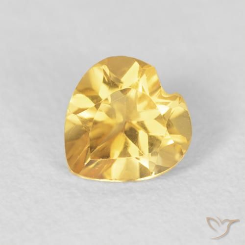 0.78ct Natural Medium Golden Citrine, Heart, VVS-VS