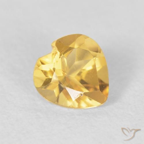 0.78 ct Golden Citrine Stone, Natural Citrine in Heart Facet Shape for Sale