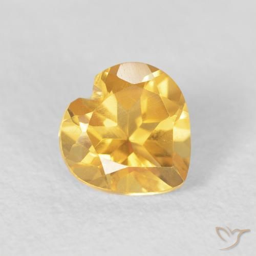 0.81ct Natural Medium Gold Citrine, Heart, VVS-VS