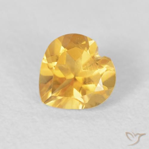 0.81 ct Golden Citrine Stone, Natural Citrine in Heart Facet Shape for Sale