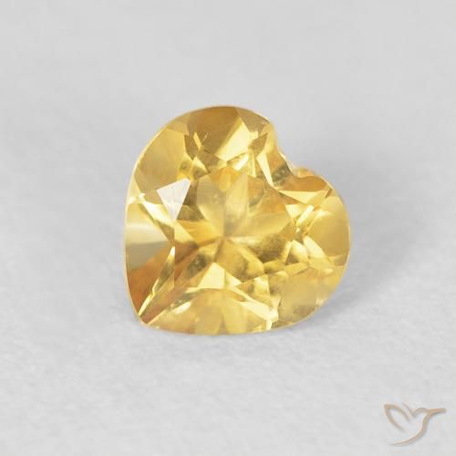0.74ct Natural Medium Golden Citrine, Heart, VVS-VS
