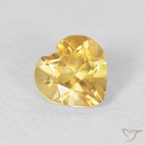 0.74 ct Golden Citrine Stone, Natural Citrine in Heart Facet Shape for Sale