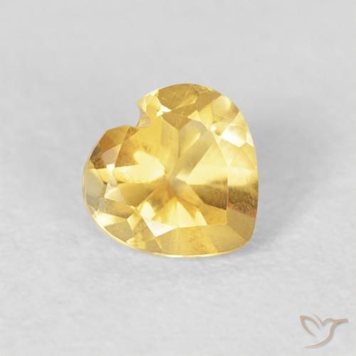 0.44 ct Golden Citrine Stone, Natural Citrine in Heart Facet Shape for Sale