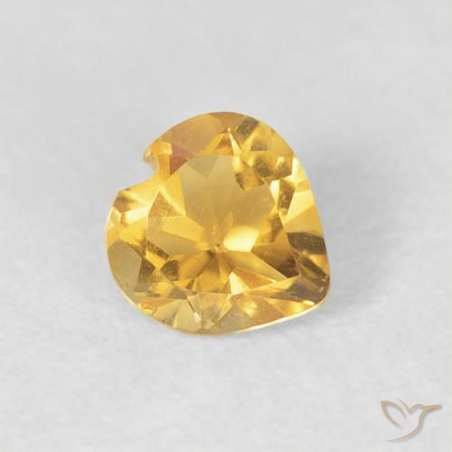 0.39 ct Golden Citrine Stone, Natural Citrine in Heart Facet Shape for Sale