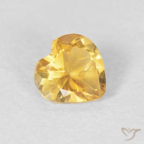 0.42 ct Golden Citrine Stone, Natural Citrine in Heart Facet Shape for Sale