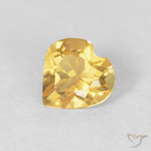 0.40ct Natural Medium Golden Citrine, Heart, VVS-VS