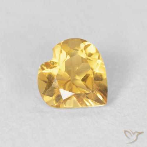 0.40 ct Golden Citrine Stone, Natural Citrine in Heart Facet Shape for Sale
