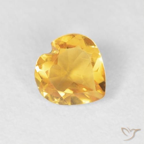 0.43ct Natural Medium Golden Citrine, Heart, VVS-VS