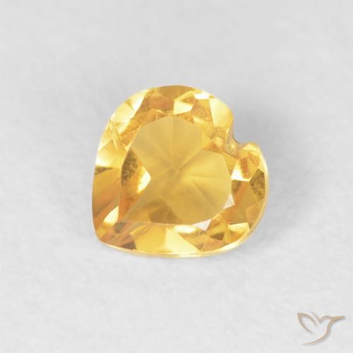 0.43 ct Golden Citrine Stone, Natural Citrine in Heart Facet Shape for Sale