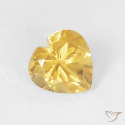 0.43 ct Golden Citrine Stone, Natural Citrine in Heart Facet Shape for Sale