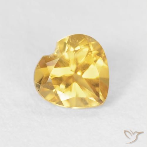 0.45 ct Golden Citrine Stone, Natural Citrine in Heart Facet Shape for Sale