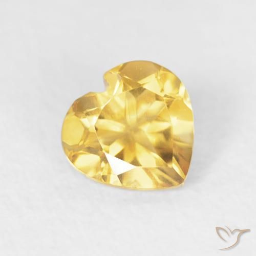 0.39 ct Golden Citrine Stone, Natural Citrine in Heart Facet Shape for Sale