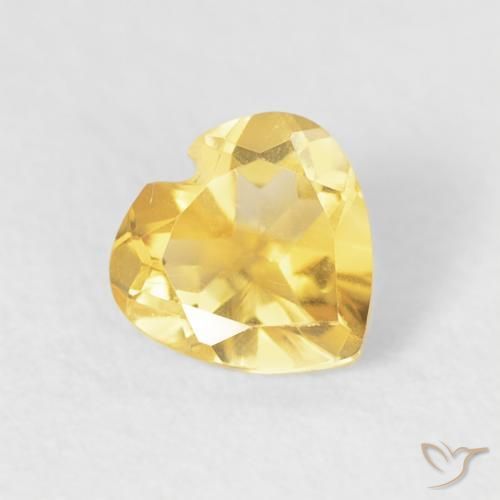 0.46 ct Golden Citrine Stone, Natural Citrine in Heart Facet Shape for Sale