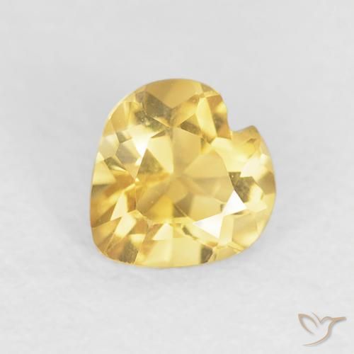 0.48ct Natural Bright Gold Citrine, Heart, VVS-VS