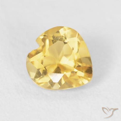 0.48 ct Golden Citrine Stone, Natural Citrine in Heart Facet Shape for Sale