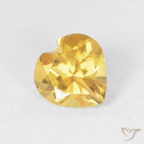 0.47 ct Golden Citrine Stone, Natural Citrine in Heart Facet Shape for Sale