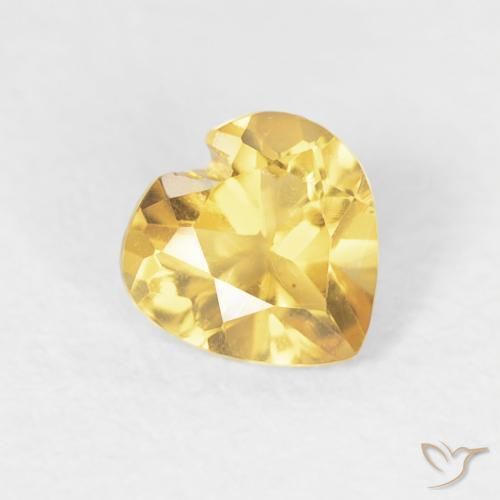 0.39 ct Golden Citrine Stone, Natural Citrine in Heart Facet Shape for Sale