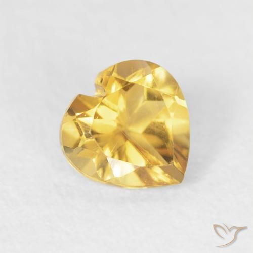 0.44 ct Golden Citrine Stone, Natural Citrine in Heart Facet Shape for Sale