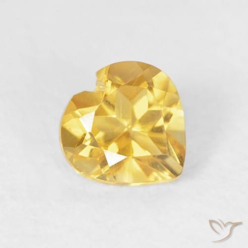 0.45 ct Golden Citrine Stone, Natural Citrine in Heart Facet Shape for Sale