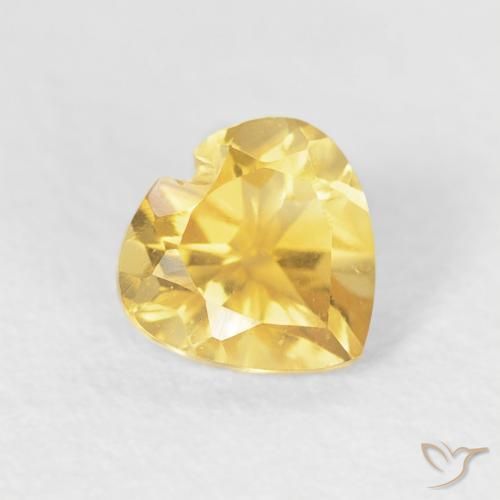 0.47 ct Golden Citrine Stone, Natural Citrine in Heart Facet Shape for Sale