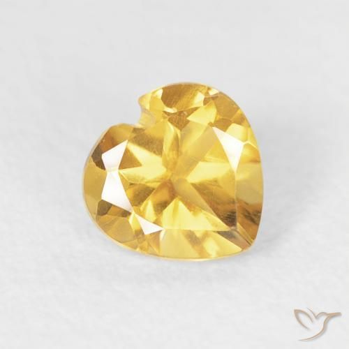 0.44 ct Golden Citrine Stone, Natural Citrine in Heart Facet Shape for Sale