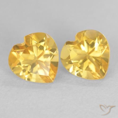 1.58 ctw Golden Citrine Stones, Natural Citrine in Heart Facet Shape for Sale