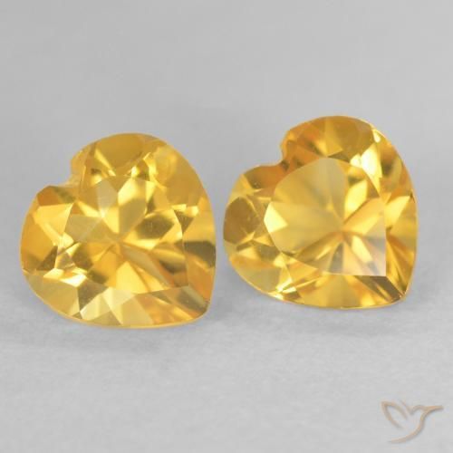 1.58 ctw Golden Citrine Stones, Natural Citrine in Heart Facet Shape for Sale