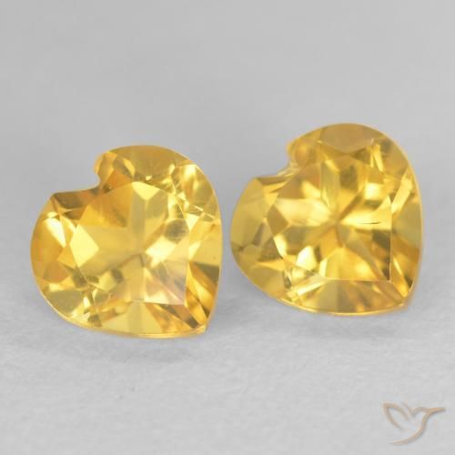 1.56 ctw Golden Citrine Stones, Natural Citrine in Heart Facet Shape for Sale