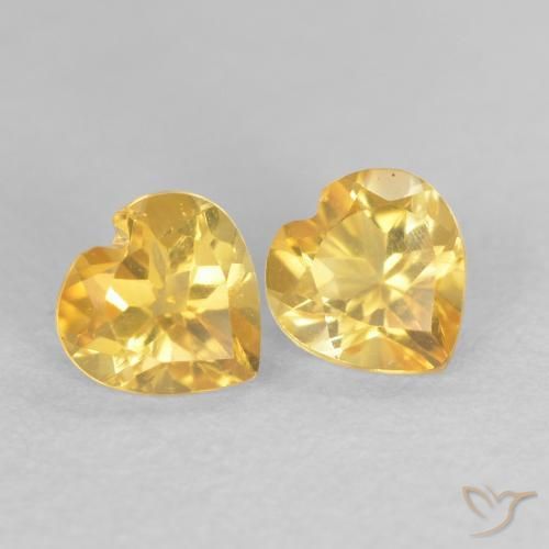 0.90 ctw Golden Citrine Stones, Natural Citrine in Heart Facet Shape for Sale