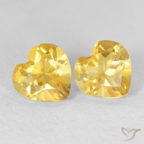 1.45 ctw Golden Citrine Stones, Natural Citrine in Heart Facet Shape for Sale