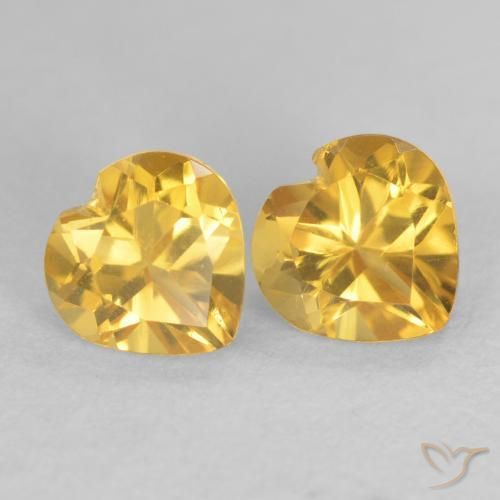 1.69 ctw Golden Citrine Stones, Natural Citrine in Heart Facet Shape for Sale