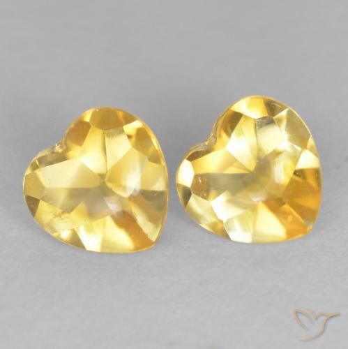 1.65 ctw Golden Citrine Stones, Natural Citrine in Heart Buff-Top Shape for Sale